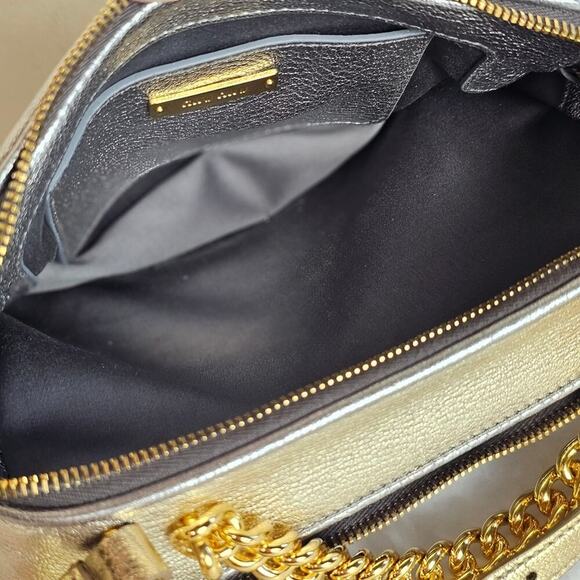 MIU MIU Metallic Silver and Gold Leather Crossbody Camera Bag Chain Strap Rare - Picture 15 of 16